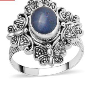 BALI LEGACY Australian Boulder Opal Triplet Floral Ring in Sterling Silver 1.75